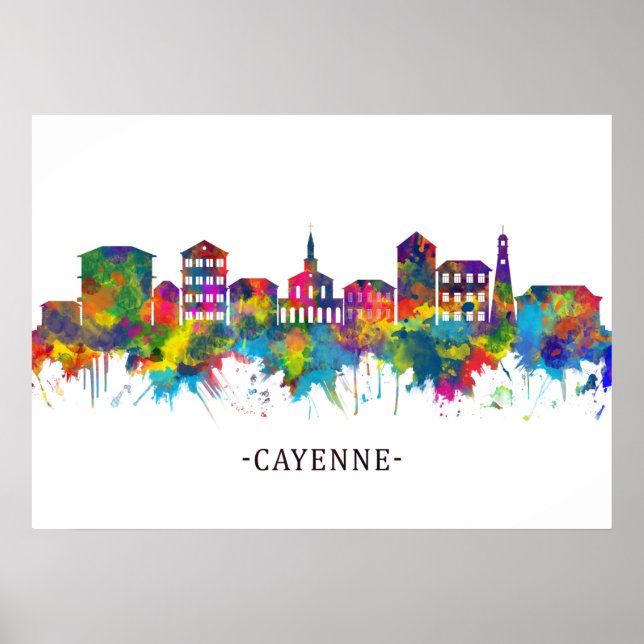 Poster Guiana Francesa Cayenne Skyline (Frente)