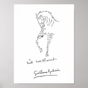 Poster Guillaume Apollinaire, Calligramme Cheval