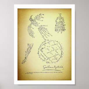 Poster Guillaume Apollinaire, Poème Calligramme (1920)