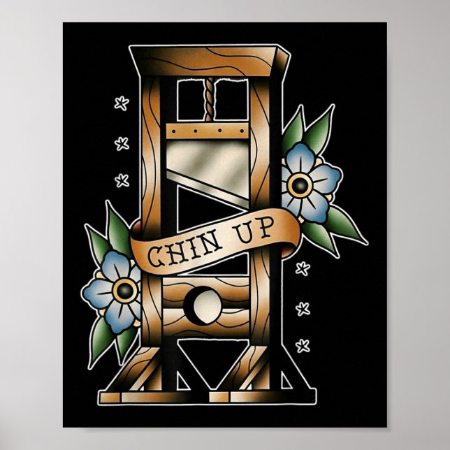 Poster Guillotine Tatuagem Tradicional Piscando O queixo  (Frente)