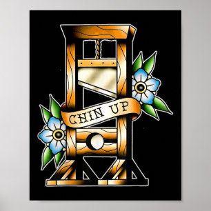 Poster Guillotine Tradicional Tatuagem Engraçado Engraçad