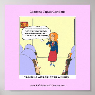 Poster Guilt Trip Airlines Engraçado Cartoon Engraçado Po