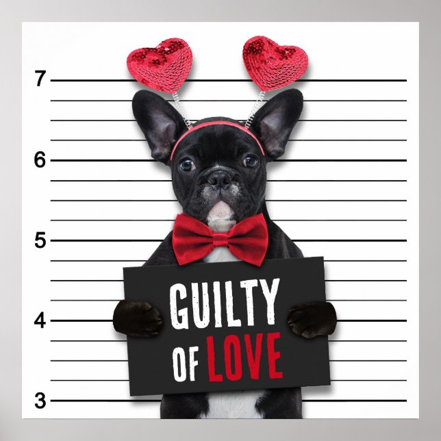 Poster Guilty Love Mugshot Dog Dia de os namorados Engraç (Frente)