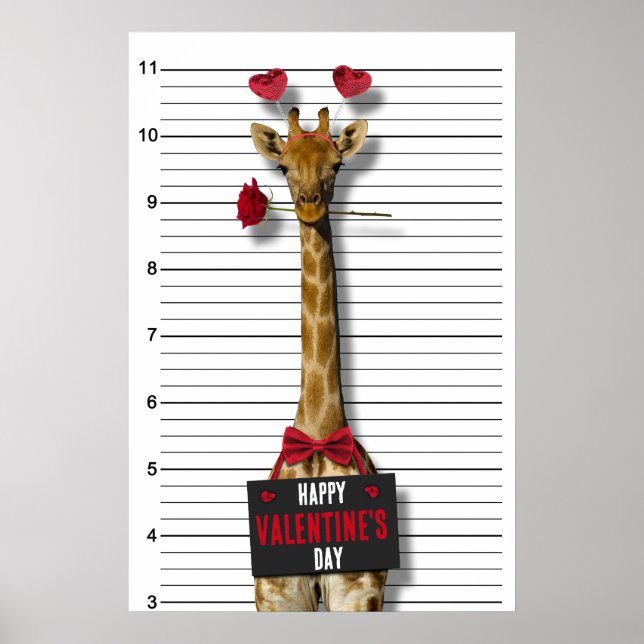 Poster Guilty Mugshot Giraffe Funny Feliz dia de os namor (Frente)
