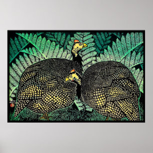 Poster Guiné Hens kasamatsu shiro folha de papel arte ja