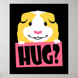 Poster Guiné Pig Hug Cavy Suíno Engraçado Animais