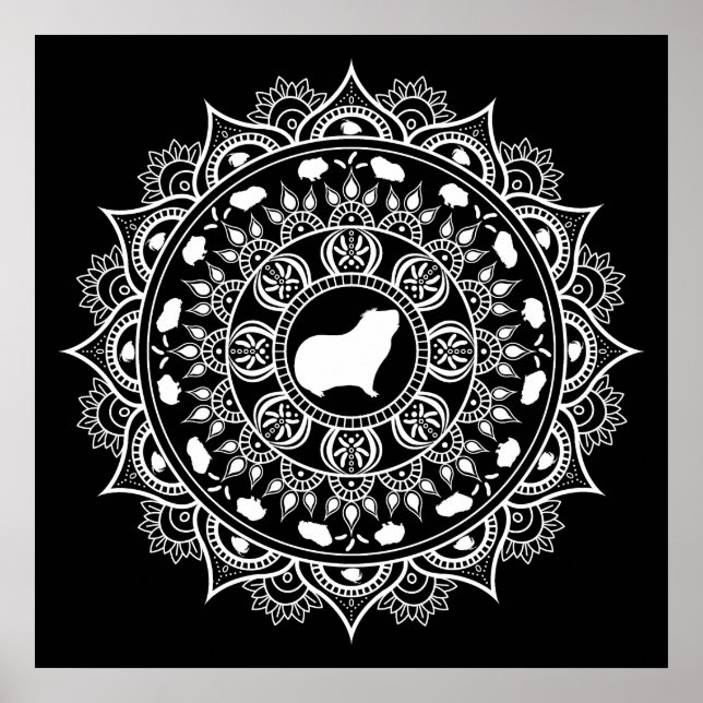 Poster Guiné Pig Mandala Art (Frente)