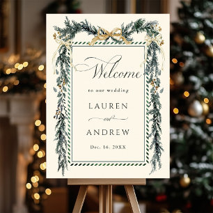 Poster Guirlanda de Inverno Verde Casamento Boas-Vindas M