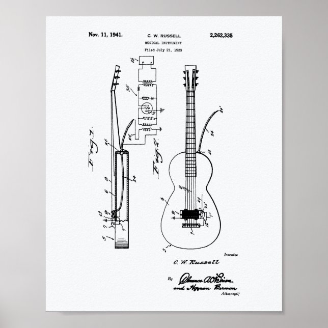 Pôster Guitar 1941 - Livro Branco sobre as Patentes (Frente)