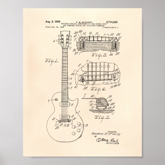 Poster Guitar 1955 - Arte Patente - Antigo Peper (Frente)