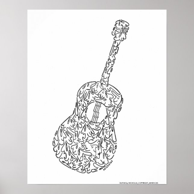 Pôster GUITAR by NICHOLAS_COPYRIGHT_MINIFACES (Frente)