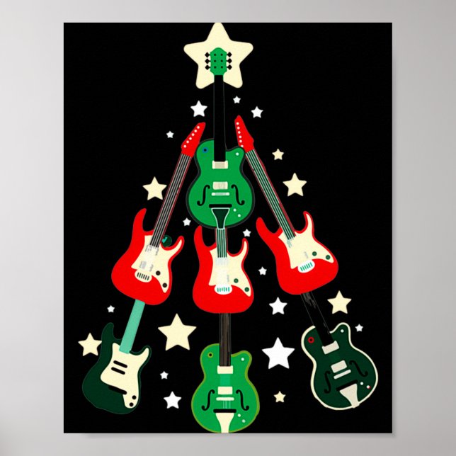 Poster Guitar Christmas T Shirt  (Frente)