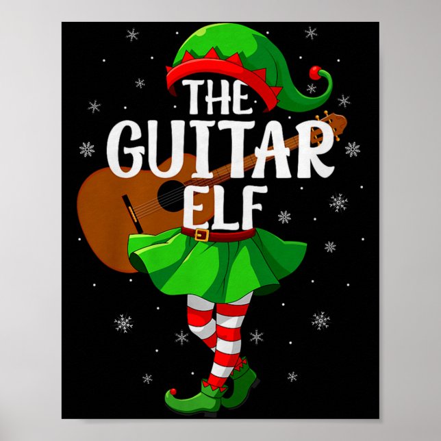 Poster Guitar Elf Christmas Girls Women Elf Squad Xmas Fa (Frente)