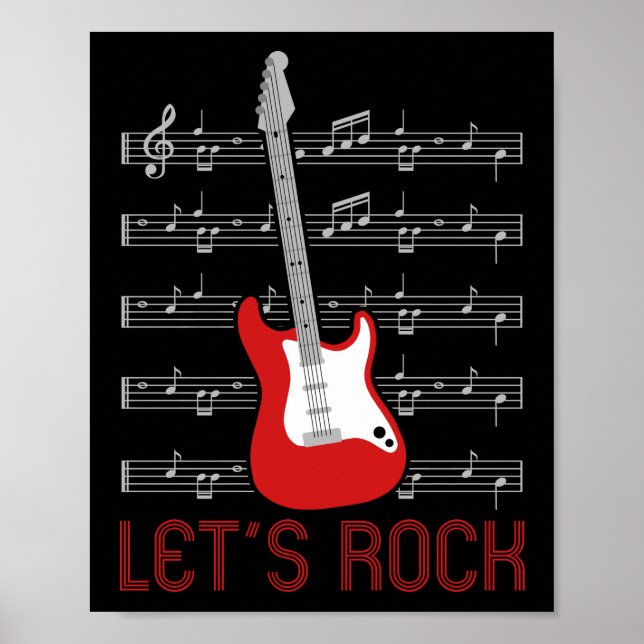 Poster Guitar Music Lover Permite Notas De Rock (Frente)