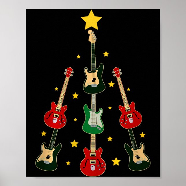 Poster Guitar Xmas Tree Musical Guitar Lovers Guitarist C (Frente)