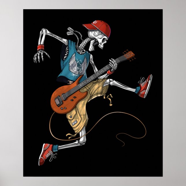 Poster Guitarista de Metal Skeleton (Frente)