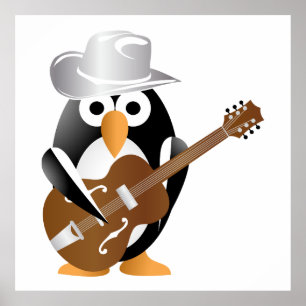 Pôster Guitarista pinguim