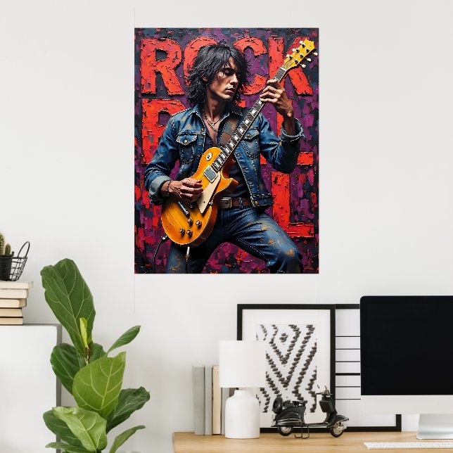 Poster Guitarista Rock and Roll (Escritório em casa)
