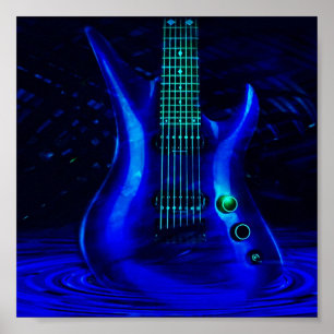 Pôster Guitarra azul elétrica