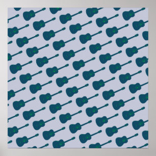 Poster guitarra azul gráfica