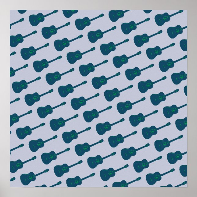 Poster guitarra azul gráfica (Frente)