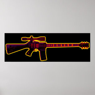 Pôster Guitarra Blacklight do assalto
