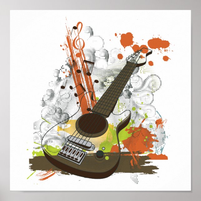 Poster guitarra de grunge (Frente)