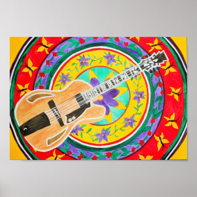 Poster Guitarra e Mandala Watercolor (Frente)