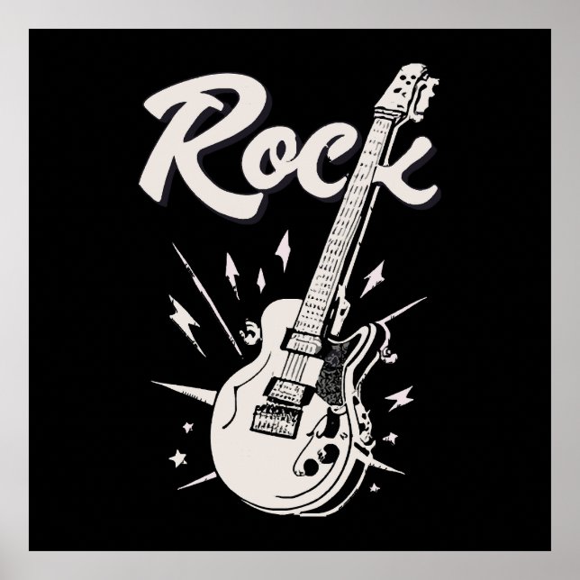 Poster Guitarra elétrica com palavra rock (Frente)