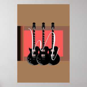 Poster Guitarra Elétrica Pop Art Monograma Inicial