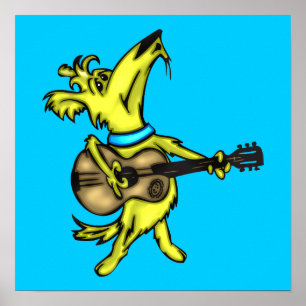 Poster Guitarra que joga o cão