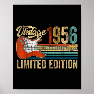Poster Guitarra vintage 1956 aniversário de 70 anos 70 an