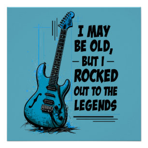 Pôster Guitarra Vintage Lenda do Rock Retrô Música Nostál