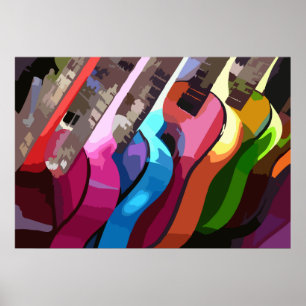 Poster Guitarras de Música Coloridas
