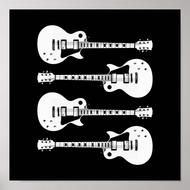 Pôster Guitarras Elétricas em Branco (Frente)