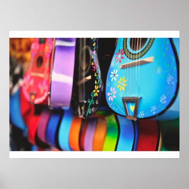 Poster Guitarras Musicais Festivas Brilhantes (Frente)