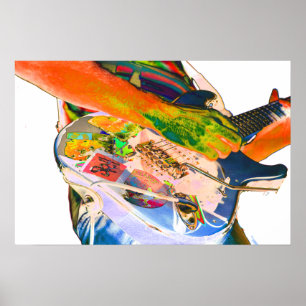 Poster Guitarrista, design psychadelic da música das