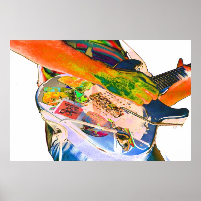 Poster Guitarrista, psicadélico cola design (Frente)