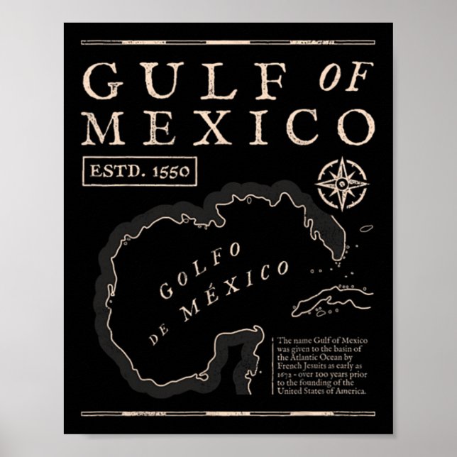 Poster Gulf Of Mexico 1672 Historic Map  (Frente)