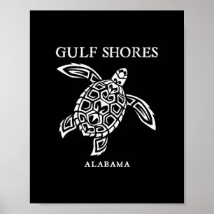 Poster Gulf Shores Alama Retrô Tartaruga Marinha Meninos