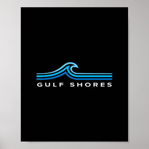 Poster Gulf Shores Alama Waves Vintage Homens Mulheres Me