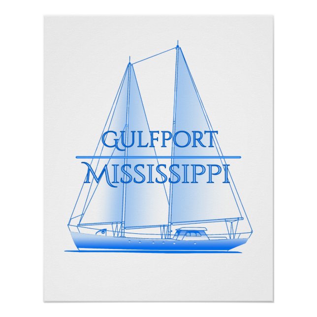 Pôster Gulfport Coastal Nautical Sailing (Frente)