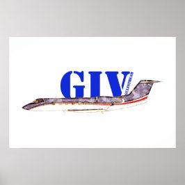 Poster Gulfstream GIV Avião Particular com Tipografia em