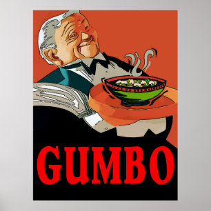 Poster Gumbo,garçom vintage