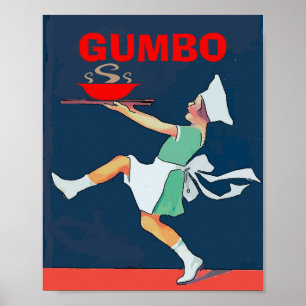 Poster GUMBO, garota com tigela, cozinha
