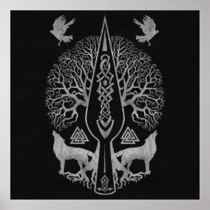 Poster Gungnir - Lança de Odin e Árvore da Vida -
