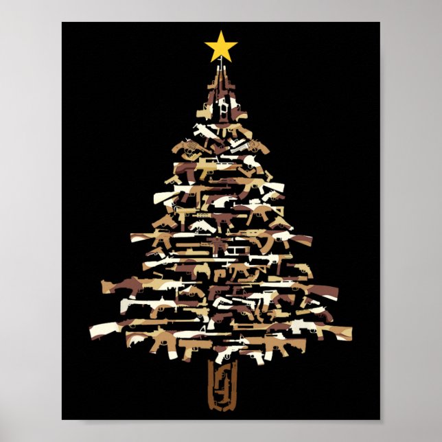 Poster Guns Christmas Tree - Camo Print Xmas Gift For Gun (Frente)
