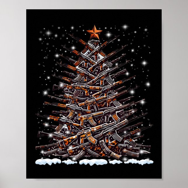 Poster Guns Christmas Tree Funny Men Xmas For Gun Lover  (Frente)
