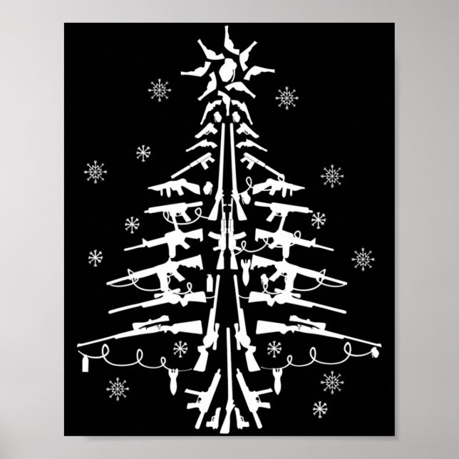 Poster Guns Christmas Tree Xmas For Men Military  (Frente)
