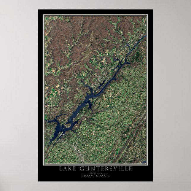 Pôster Guntersville Lake Alabama From Space Satellite Map (Frente)
